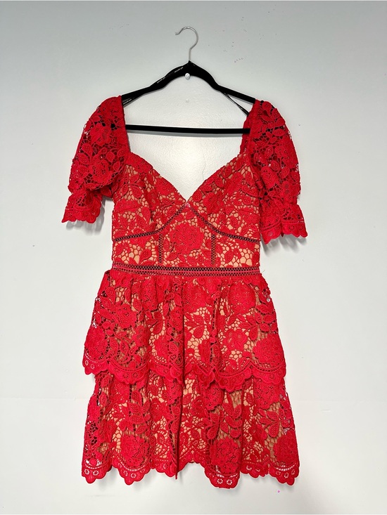 Self-Portrait Dresses & Skirts - Self-Portrait Red Floral Lace Mini Dress
